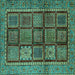 Square Abstract Turquoise Modern Rug, abs616turq