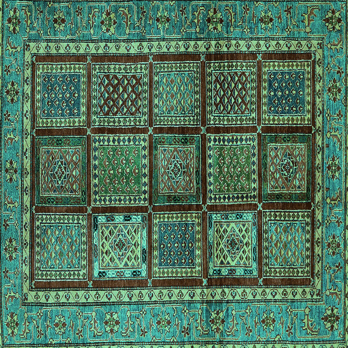 Square Machine Washable Abstract Turquoise Modern Area Rugs, wshabs616turq