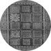 Round Machine Washable Abstract Gray Modern Rug, wshabs616gry