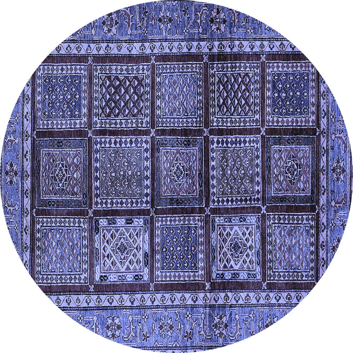 Round Abstract Blue Modern Rug, abs616blu