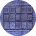 Round Abstract Blue Modern Rug, abs616blu