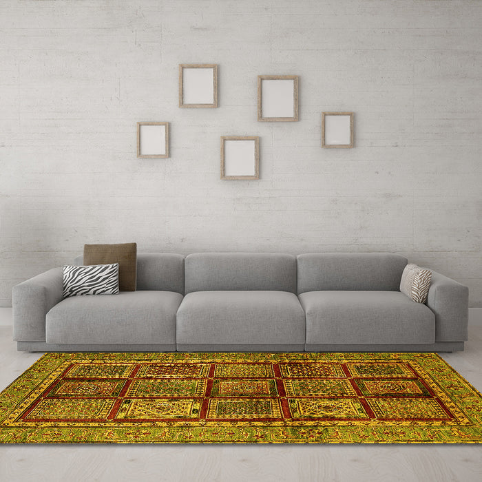 Machine Washable Abstract Yellow Modern Rug in a Living Room, wshabs616yw