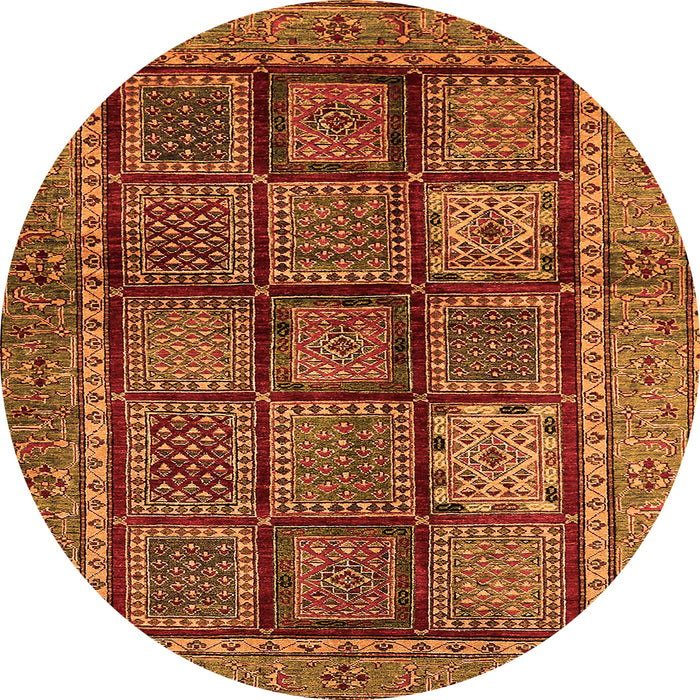 Round Machine Washable Abstract Orange Modern Area Rugs, wshabs616org