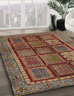 Abstract Saffron Red Modern Rug in Family Room, abs616