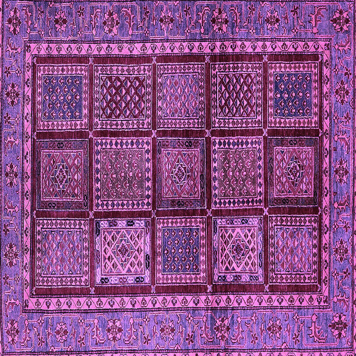 Square Machine Washable Abstract Purple Modern Area Rugs, wshabs616pur