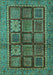 Machine Washable Abstract Turquoise Modern Area Rugs, wshabs616turq