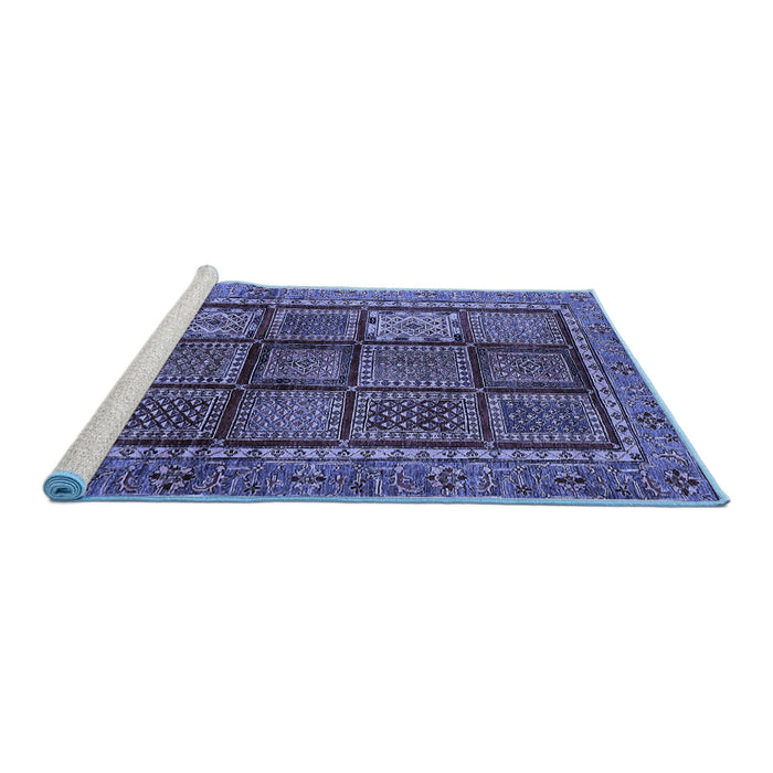 Sideview of Machine Washable Abstract Blue Modern Rug, wshabs616blu