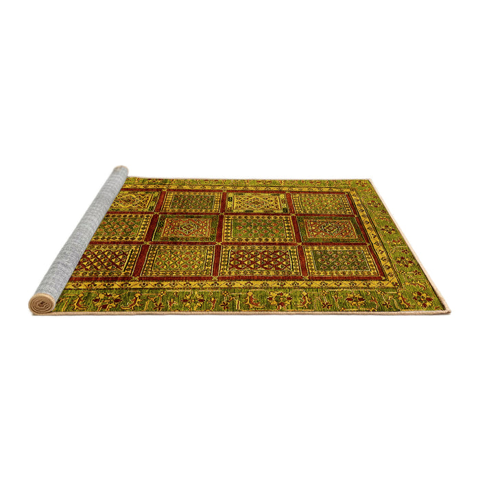 Sideview of Machine Washable Abstract Yellow Modern Rug, wshabs616yw