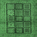 Square Abstract Emerald Green Modern Rug, abs616emgrn