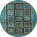 Round Machine Washable Abstract Light Blue Modern Rug, wshabs616lblu