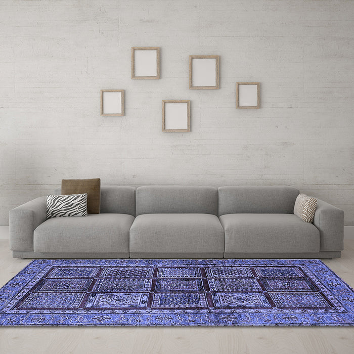 Machine Washable Abstract Blue Modern Rug in a Living Room, wshabs616blu