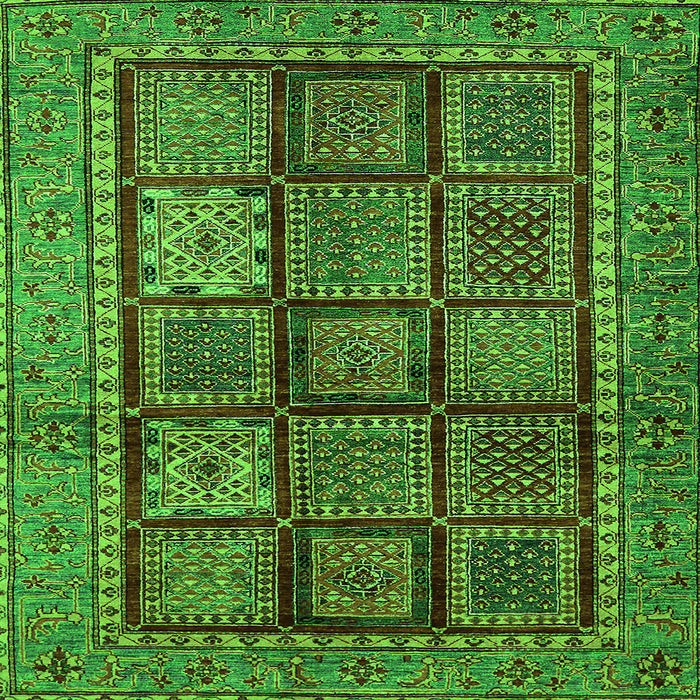 Square Abstract Green Modern Rug, abs616grn