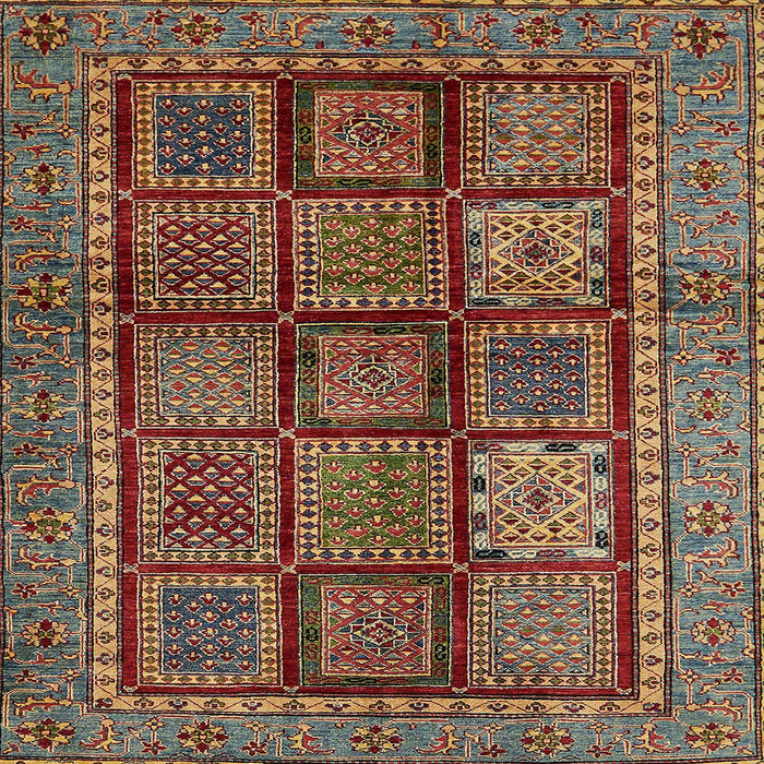 Square Machine Washable Abstract Saffron Red Rug, wshabs616