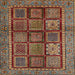 Square Machine Washable Abstract Saffron Red Rug, wshabs616