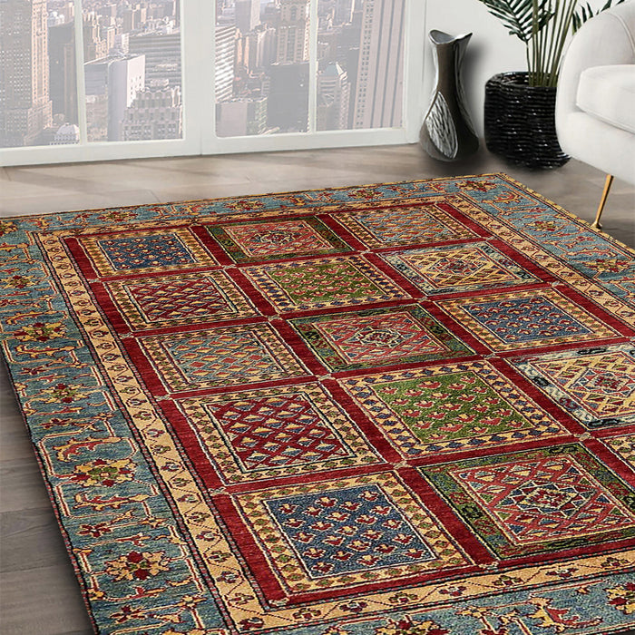 Abstract Saffron Red Modern Rug in Family Room, abs616