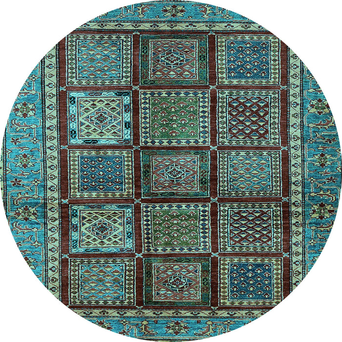 Round Abstract Light Blue Modern Rug, abs616lblu