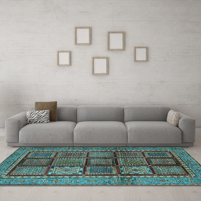 Machine Washable Abstract Light Blue Modern Rug in a Living Room, wshabs616lblu