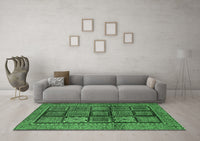 Machine Washable Abstract Emerald Green Modern Rug, wshabs616emgrn