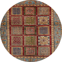 Round Abstract Saffron Red Modern Rug, abs616