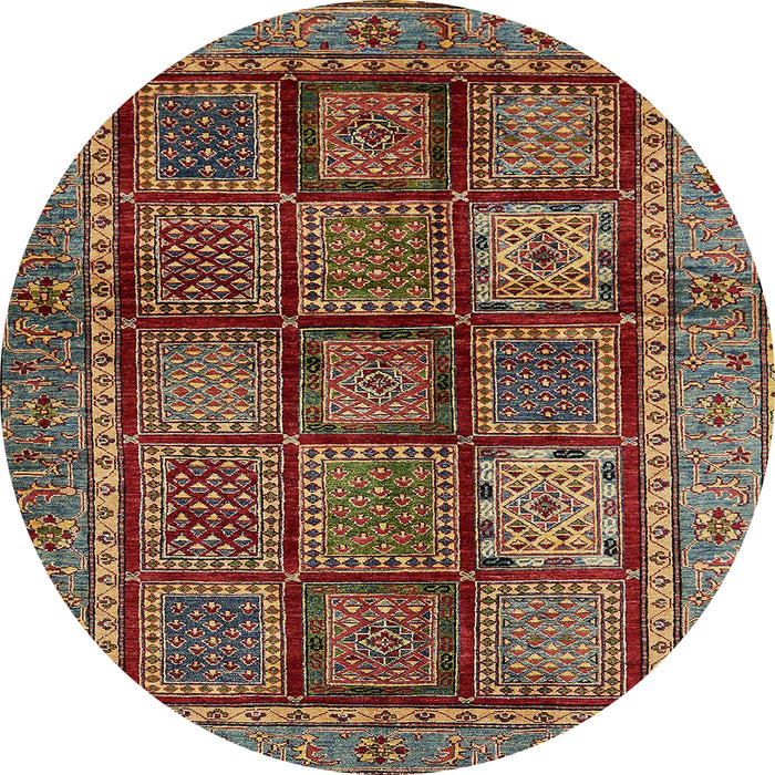 Round Abstract Saffron Red Modern Rug, abs616