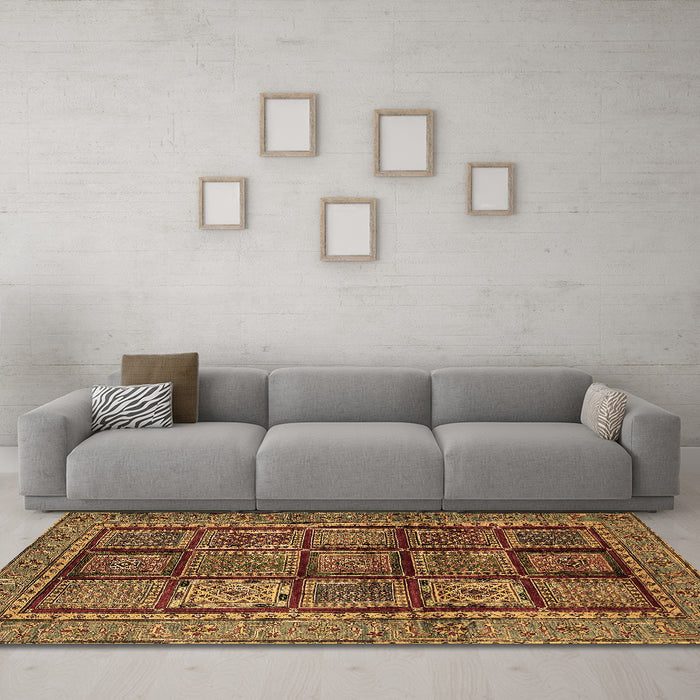 Machine Washable Abstract Brown Modern Rug in a Living Room,, wshabs616brn