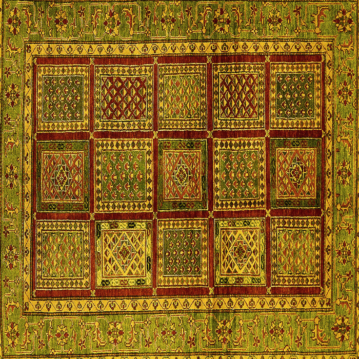 Square Abstract Yellow Modern Rug, abs616yw