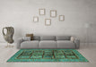 Machine Washable Abstract Turquoise Modern Area Rugs in a Living Room,, wshabs616turq