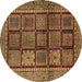 Round Abstract Brown Modern Rug, abs616brn