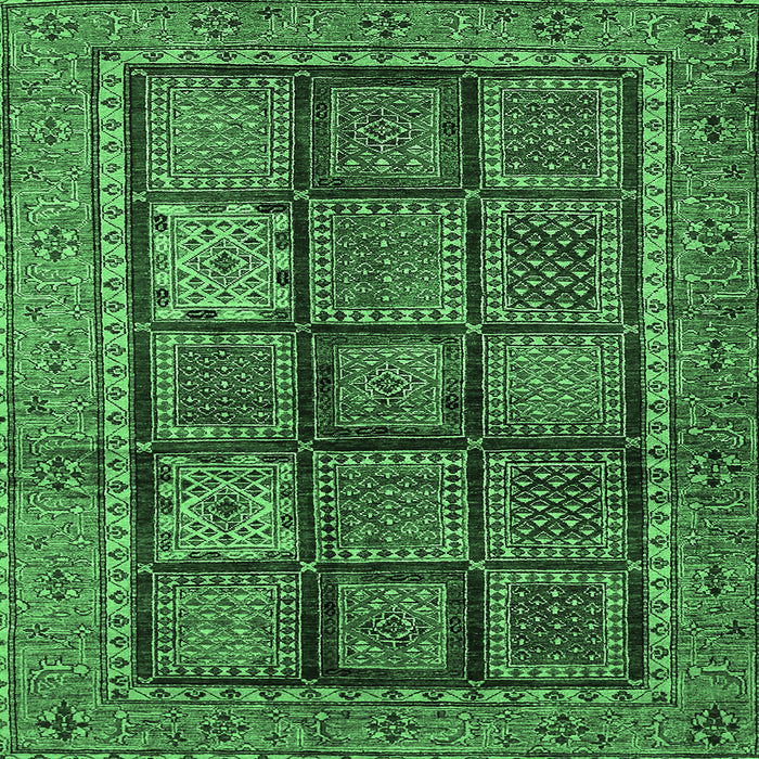 Square Machine Washable Abstract Emerald Green Modern Area Rugs, wshabs616emgrn