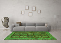 Machine Washable Abstract Green Modern Rug, wshabs616grn