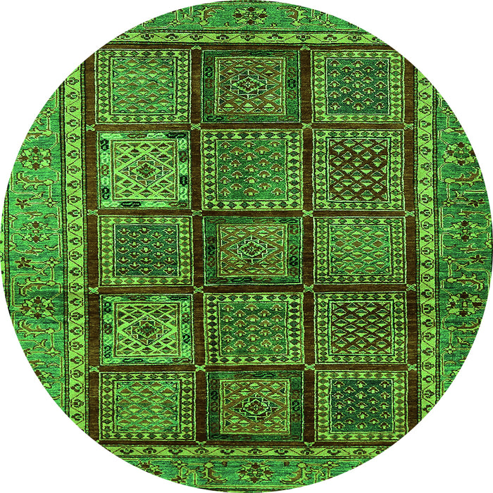 Round Abstract Green Modern Rug, abs616grn