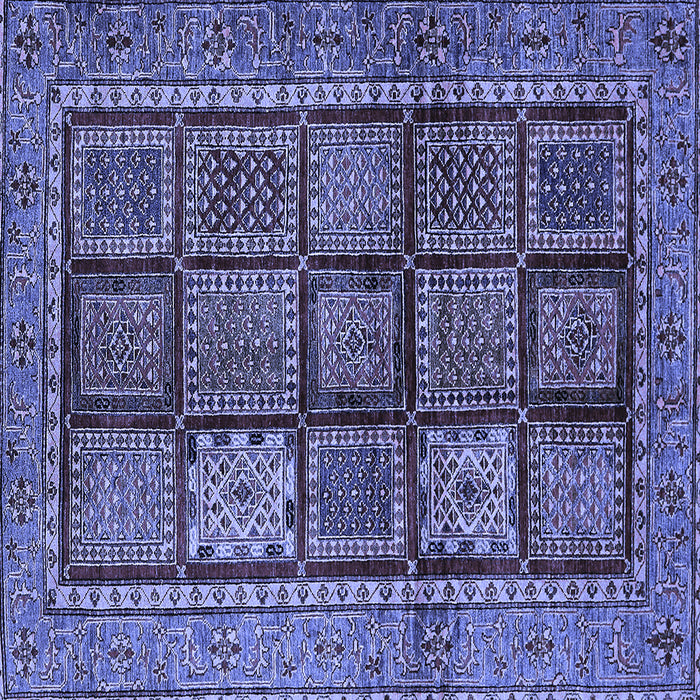 Square Abstract Blue Modern Rug, abs616blu