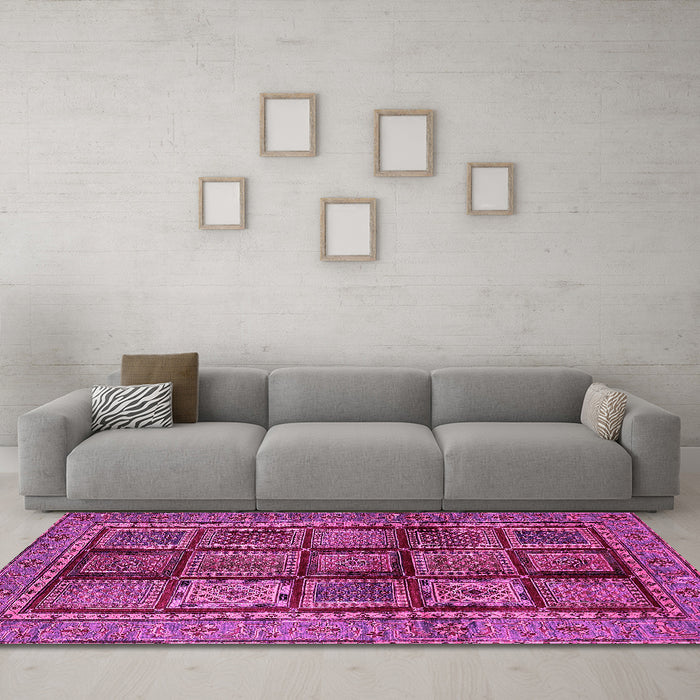 Machine Washable Abstract Pink Modern Rug in a Living Room, wshabs616pnk
