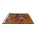 Sideview of Machine Washable Abstract Tomato Red Rug, wshabs617