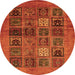 Round Abstract Orange Modern Rug, abs617org