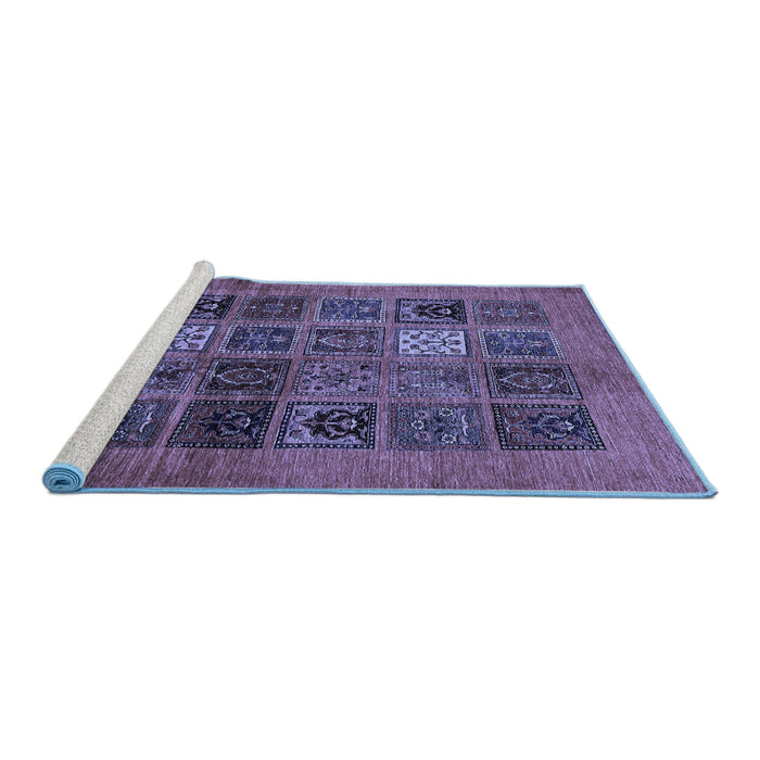 Sideview of Machine Washable Abstract Blue Modern Rug, wshabs617blu