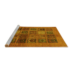 Sideview of Machine Washable Abstract Yellow Modern Rug, wshabs617yw