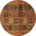 Round Machine Washable Abstract Brown Modern Rug, wshabs617brn