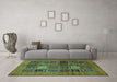 Machine Washable Abstract Turquoise Modern Area Rugs in a Living Room,, wshabs617turq