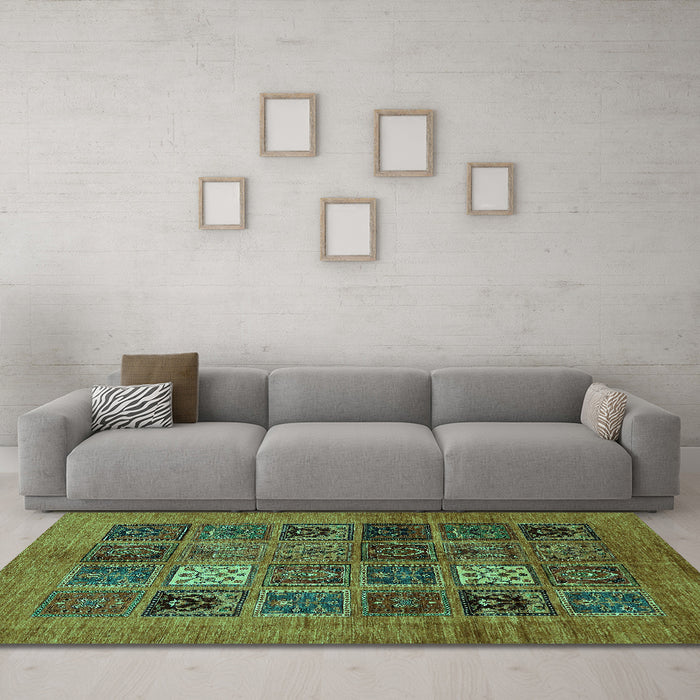 Machine Washable Abstract Turquoise Modern Area Rugs in a Living Room,, wshabs617turq