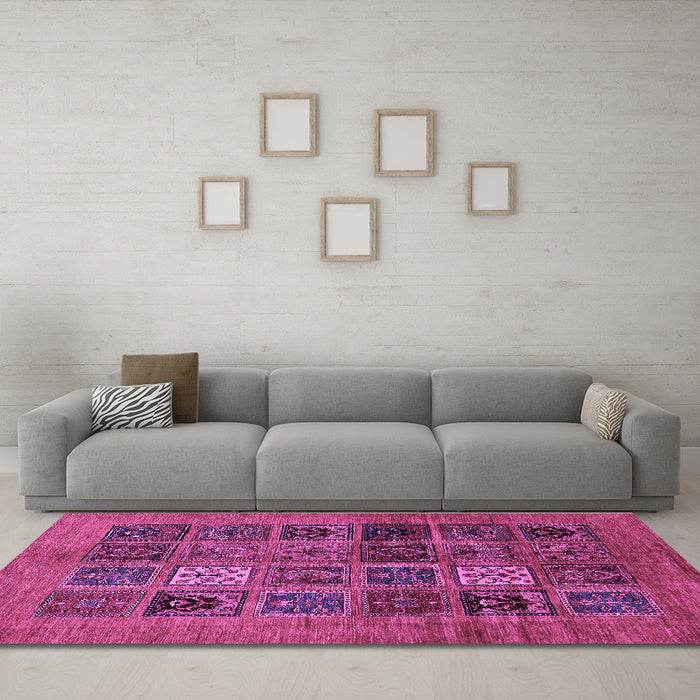Machine Washable Abstract Purple Modern Area Rugs in a Living Room, wshabs617pur