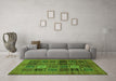 Machine Washable Abstract Green Modern Area Rugs in a Living Room,, wshabs617grn