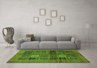 Machine Washable Abstract Green Modern Rug, wshabs617grn