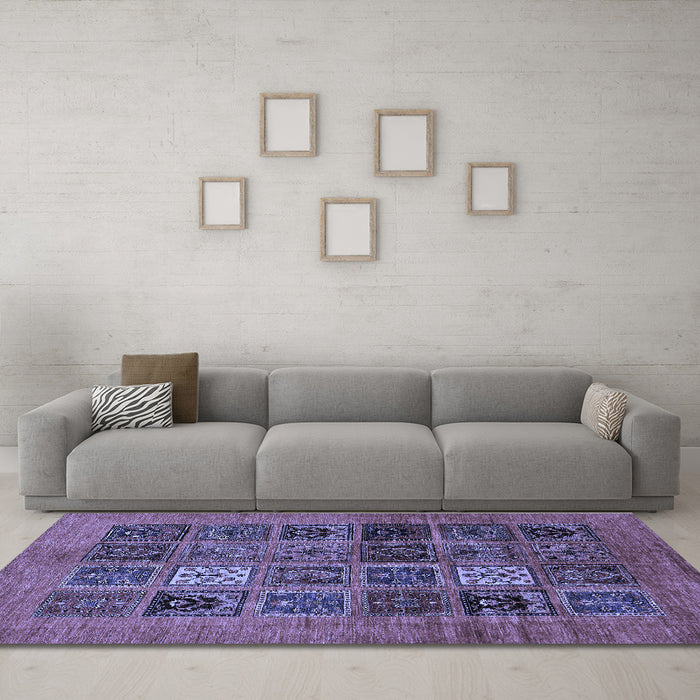Machine Washable Abstract Blue Modern Rug in a Living Room, wshabs617blu