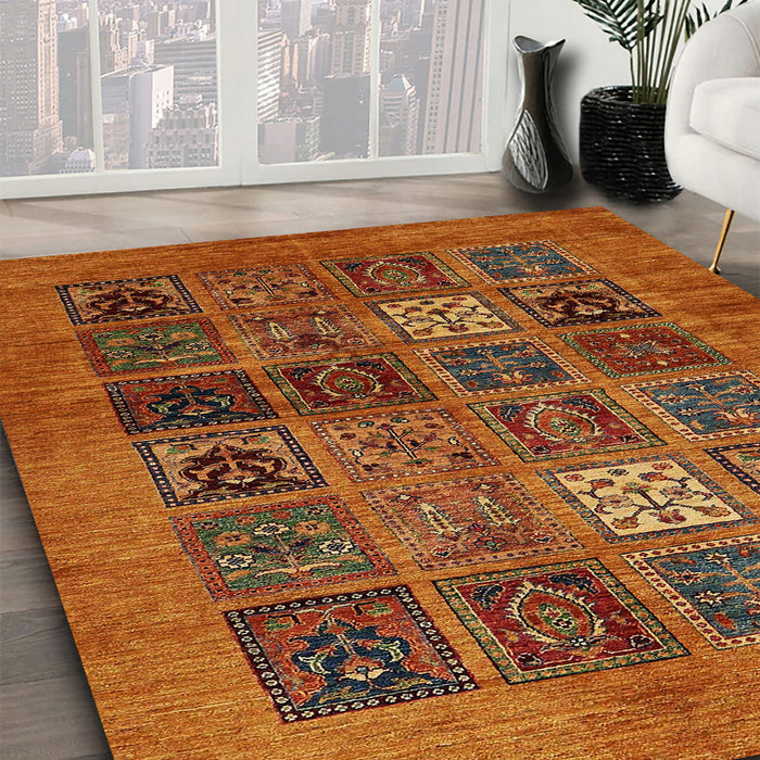 Abstract Red Modern Rug in Family Room, abs617