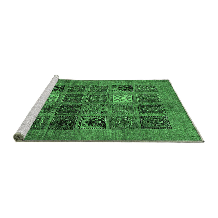 Sideview of Machine Washable Abstract Emerald Green Modern Area Rugs, wshabs617emgrn