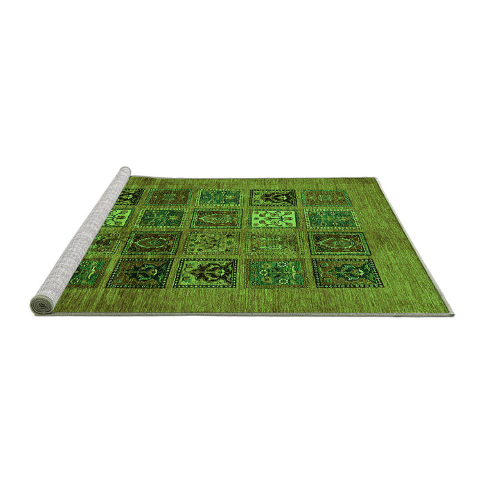 Sideview of Machine Washable Abstract Green Modern Area Rugs, wshabs617grn