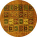 Round Abstract Yellow Modern Rug, abs617yw