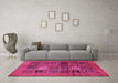 Machine Washable Abstract Pink Modern Rug in a Living Room, wshabs617pnk