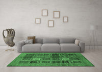 Machine Washable Abstract Emerald Green Modern Rug, wshabs617emgrn